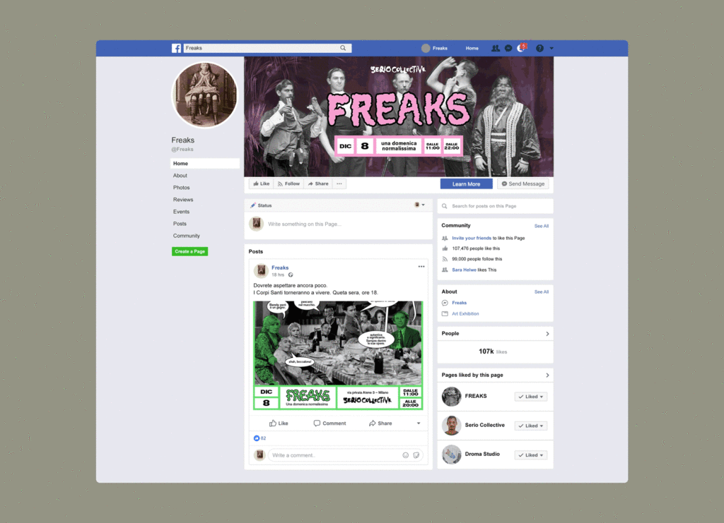 pagina Facebook dell'evento Freaks